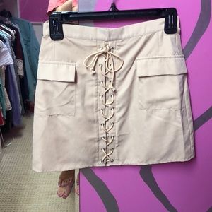 tan shirt w lace up front